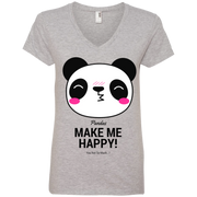 Pandas Make Me happy, You Not so Much Ladies’ V-Neck T-Shirt