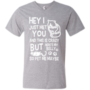 Hey I Just Met You & This is Crazy, Here’s my belly, so Pet me Maybe Cat Men’s V-Neck T-Shirt