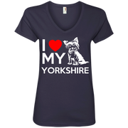 I Love My Yorkshire Dog Ladies’ V-Neck T-Shirt