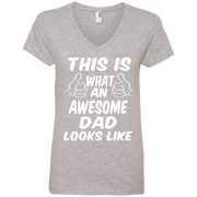 This is What an Awesome Dad Looks Like Ladies’ V-Neck T-Shirt