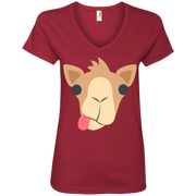 Funny Camel Face Emoji Ladies’ V-Neck T-Shirt