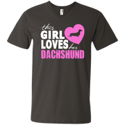 This Girl Loves Her Dachshund Men’s V-Neck T-Shirt