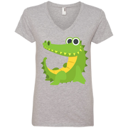 Sexy Crocodile Emoji Ladies’ V-Neck T-Shirt