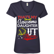 Thats my Awesome Daughter Out There Baseball Ladies’ V-Neck Tee