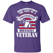 Never Underestimate the Love of a Firefighter Who is a Veteran T-Shirt