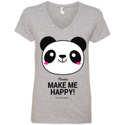 Pandas Make Me happy, You Not so Much! Ladies’ V-Neck T-Shirt