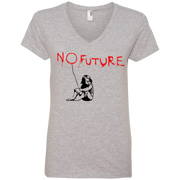 Banksy’s No Future Balloon Graffiti Ladies’ V-Neck T-Shirt