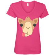 Funny Camel Face Emoji Ladies’ V-Neck T-Shirt