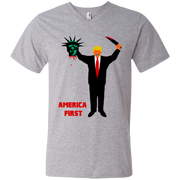 Trump Holding Statue of Liberty Head America First Men’s V-Neck T-Shirt