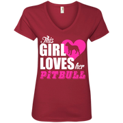 This Girls Loves Her Pittbull Ladies’ V-Neck T-Shirt