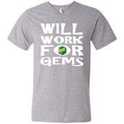 Will Work for Gems Gamer Men’s V-Neck T-Shirt