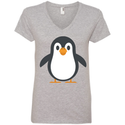 Penguin Emoji Ladies’ V-Neck T-Shirt