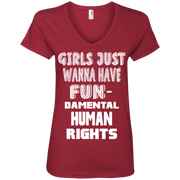 Girls Just Wanna Have FunDamental Ladies’ V-Neck T-Shirt