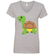 Turtle Emoji Ladies’ V-Neck T-Shirt