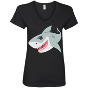 Shark Emoji Ladies’ V-Neck T-Shirt