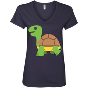 Turtle Emoji Ladies’ V-Neck T-Shirt