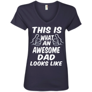 This is What an Awesome Dad Looks Like Ladies’ V-Neck T-Shirt