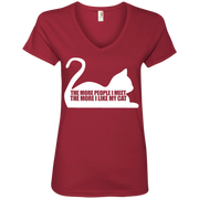 The More People I Meet, The More I Like Cats Ladies’ V-Neck T-Shirt