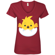 Chick Hatching Emoji Ladies’ V-Neck T-Shirt