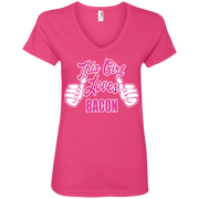 This Girl Loves Bacon  Ladies’ V-Neck Tee