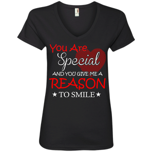 You are Special and you Give Me Reason To Smile Ladies’ V-Neck T-Shirt