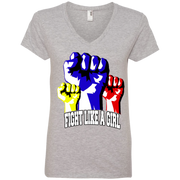 Fight Like a Girl! Womens Day Protest Ladies’ V-Neck T-Shirt