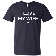 I Love (it when) My Wife (Lets me play video games) Men’s V-Neck T-Shirt