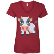 Cow Emoji Ladies’ V-Neck T-Shirt