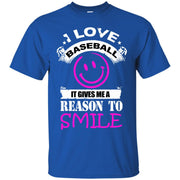 I Love Baseball It Gives Me Reason To Smile T-Shirt