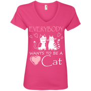 Everybody Wants To Be a Cat Ladies’ V-Neck T-Shirt