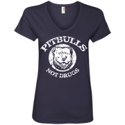 Pit Bulls, Not Drugs! Ladies’ V-Neck T-Shirt