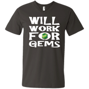 Will Work for Gems Gamer Men’s V-Neck T-Shirt