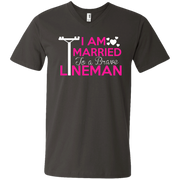 I Am Married to a Brave Lineman Men’s V-Neck T-Shirt