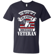 Never underestimate the Love of a Grandpa Who is Also a Veteran  Men’s Printed V-Neck T