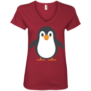 Penguin Emoji Ladies’ V-Neck T-Shirt