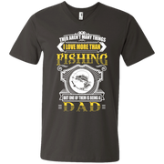 I Love Being a Dad more than Fishing  Men’s Printed V-Neck T-Shirt