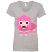 Poodle Emoji Ladies’ V-Neck T-Shirt