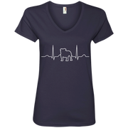 Heart Beat Bulldog Ladies’ V-Neck T-Shirt