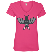 Upside Down Bat Emoji Ladies’ V-Neck T-Shirt