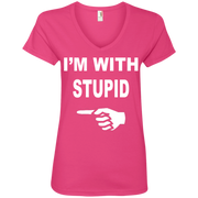 Im With Stupid Tank Top Ladies’ V-Neck T-Shirt