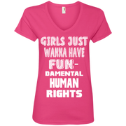 Girls Just Wanna Have FunDamental Ladies’ V-Neck T-Shirt