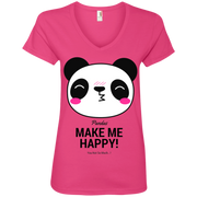 Pandas Make Me happy, You Not so Much Ladies’ V-Neck T-Shirt