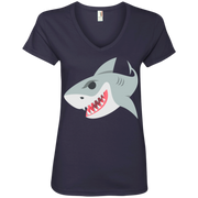 Shark Emoji Ladies’ V-Neck T-Shirt