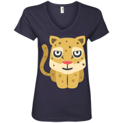 Leopard Emoji Ladies’ V-Neck T-Shirt