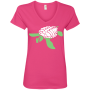 Turtle Loves Stencil Ladies’ V-Neck T-Shirt