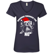 Dashing Through the NO! Christmas Ladies’ V-Neck T-Shirt