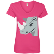 Rhino Emoji Ladies’ V-Neck T-Shirt