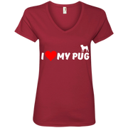 I Love my Pug Ladies’ V-Neck T-Shirt