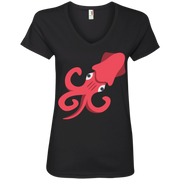 Squid Emoji Ladies’ V-Neck T-Shirt