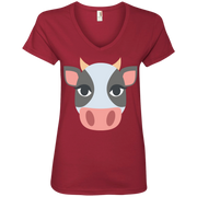 Cow Face Emoji Ladies’ V-Neck T-Shirt